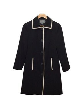 BEECHERS Brook Long black Blazer Jacket White ecru Pockets Small contemporary